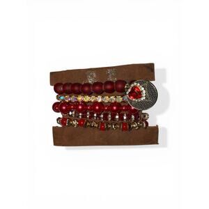 Sandra Ling Red Bracelet Set New Upcycled